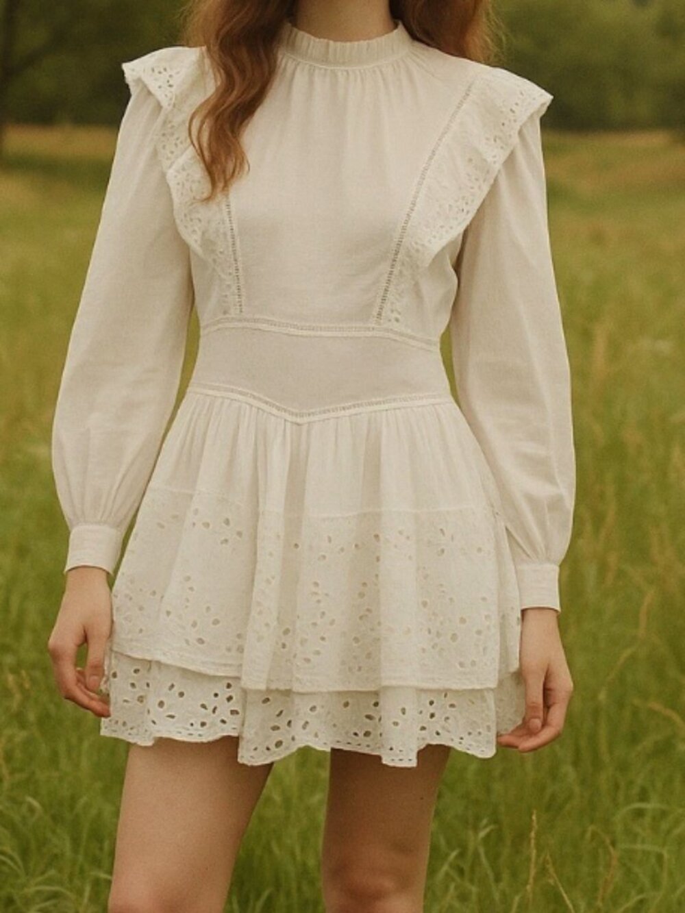 NWT All Saints Dress Aislyn Broderie White Anglaise Size 8 Victorian Romantic